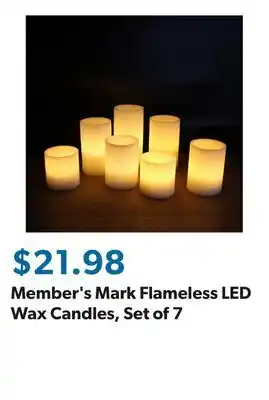 Sam's Club Member's Mark Flameless LED Wax Candles, Set of 7 offer
