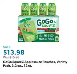 Sam's Club GoGo SqueeZ Applesauce Pouches, Variety Pack, 3.2 oz., 32 ct offer