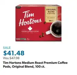 Sam's Club Tim Hortons Medium Roast Premium Coffee Pods, Original Blend, 100 ct offer