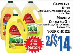 Trade Fair Supermarket CAROLINA RICE MAZOLA COOKING OIL offer