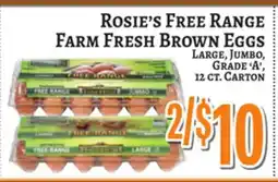 Trade Fair Supermarket Rosie's FREE RANGE FARM FRESH BROWN EGGS offer