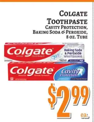 Trade Fair Supermarket COLGATE TOOTHPASTE Cavity Protection, Baking Soda & Peroxide, 8 OZ. Tube offer