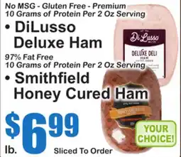 SuperFresh DiLusso Deluxe Ham Smithfield Honey Cured Ham offer