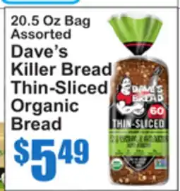 SuperFresh 20.5 Oz Bag Assorted Dave's Killer Bread Thin-Sliced Organic Bread offer