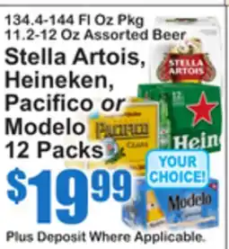 SuperFresh Stella Artois, Heineken, Pacifico or Modelo 12 Packs offer