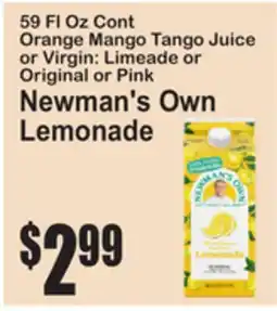 SuperFresh 59 Fl Oz Cont Orange Mango Tango Juice or Virgin: Limeade or Original or Pink Newman's Own Lemonade offer