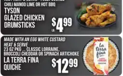 SuperFresh TYSON GLAZED CHICKEN DRUMSTICKS, LA TERRA FINA QUICHE offer