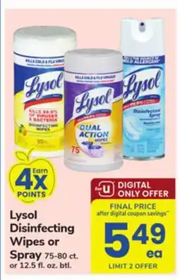 ACME Lysol Disinfecting Wipes or Spray offer
