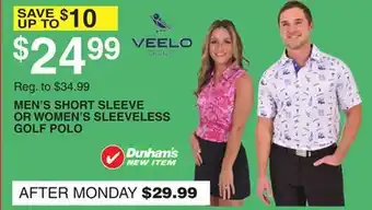 Dunham's Sports MEN'S SHORT SLEEVE OR WOMEN'S SLEEVELESS GOLF POLO offer