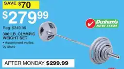 Dunham's Sports 300 LB. OLYMPIC WEIGHT SET offer