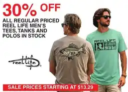 Dunham's Sports ALL REGULAR PRICED REEL LIFE MEN'S TEES, TANKS AND POLOS IN STOCK offer