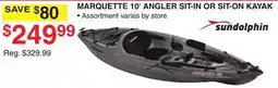 Dunham's Sports SUNDOLPHIN MARQUETTE 10' ANGLER SIT-IN OR SIT-ON KAYAK offer