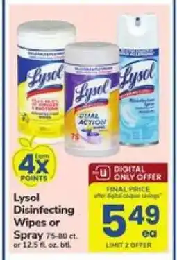 Safeway Lysol Disinfecting Wipes or Spray offer