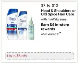 Walgreens Head & Shoulders or Old Spice hair care offer