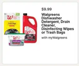 Walgreens Walgreens Dishwasher Detergent, Drain Cleaner, Disinfecting Wipes or Trash Bags offer