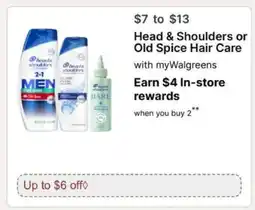 Walgreens Head & Shoulders or Old Spice hair care offer
