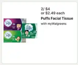 Walgreens Puffs Facial Tissue offer