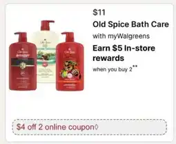 Walgreens Old Spice Bath Care offer
