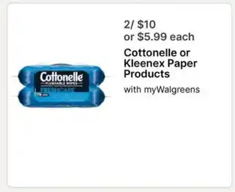 Walgreens Cottonelle or Kleenex Paper Products offer