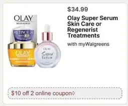 Walgreens Olay Super Serum Skin Care or Regenerist Treatments offer