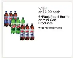 Walgreens 6-Pack Pepsi Bottle or Mini Can Products offer