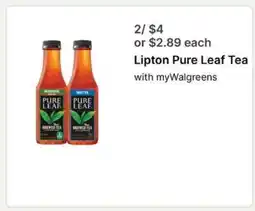 Walgreens Lipton Pure Leaf Tea offer