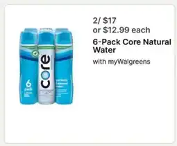 Walgreens 6-Pack Core Natural Water offer