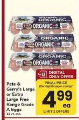 Safeway Pete & Gerry's Large or Extra Large Free Range Grade A Eggs offer