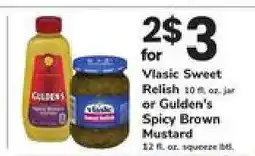 Safeway Vlasic Sweet Relish or Gulden's Spicy Brown Mustard offer