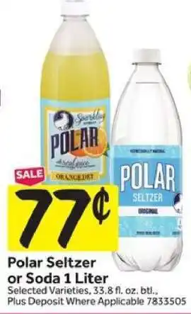 Stop&Shop Polar Seltzer or Soda 1 Liter offer