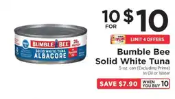 ShopRite Bumble Bee Solid White Tuna offer