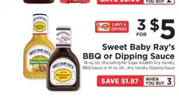 ShopRite Sweet Baby Rayβs BBQ or Dipping Sauce offer