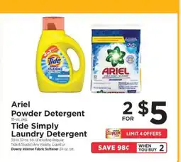 ShopRite Ariel Powder Detergent / Tide Simply Laundry Detergent offer