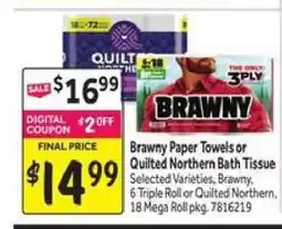 Stop&Shop Brawny paper towels or Quilted Northern bath tissue offer