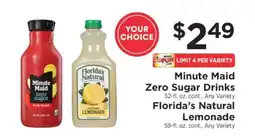 ShopRite Minute Maid Zero Sugar Drinks / Florida's Natural Lemonade offer