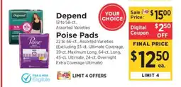 ShopRite Depend, Poise Pads offer