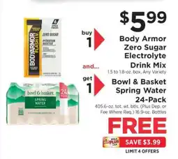 ShopRite Body Armor Zero Sugar Electrolyte Drink Mix offer