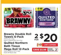 ShopRite Brawny Double Roll Towels 6-Pack / Quilted Northern Bath Tissue Mega Roll 12-Pack offer
