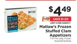 ShopRite Matlaw's Frozen Stuffed Clam Appetizers offer