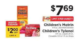 ShopRite Children’s Motrin / Children’s Tylenol offer