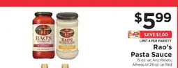 ShopRite Rao's Pasta Sauce offer