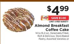 ShopRite Almond Breakfast Coffee Cake offer