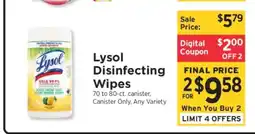 ShopRite Lysol Disinfecting Wipes offer