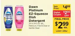 ShopRite Dawn Platinum EZ-Squeeze Dish Detergent offer