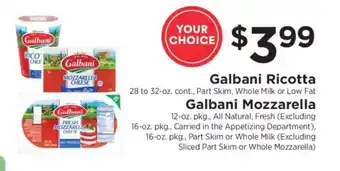 ShopRite Galbani Ricotta / Galbani Mozzarella offer