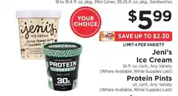 ShopRite Jeni's Ice Cream / Protein Pints offer