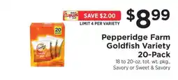 ShopRite Pepperidge Farm Goldfish Variety 20-Pack offer