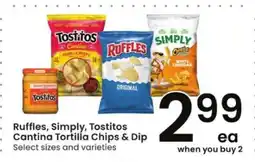 Albertsons Ruffles, Simply, Tostitos Cantina Tortilla Chips & Dip offer