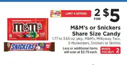 ShopRite M&M's or Snickers Share Size Candy offer