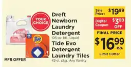 ShopRite Dreft Newborn Laundry Detergent / Tide Evo Detergent Laundry Tiles offer